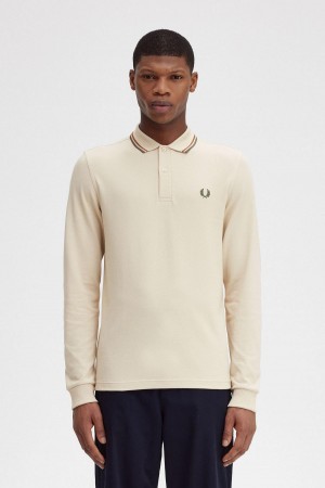 Oatmeal / Nut Flake / Field Green Fred Perry M3636 Men's Polo Shirts | ECAHC21393