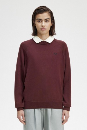 Oxblood Fred Perry Crew Neck Jumper Women's Knitwear | CANEJ58477