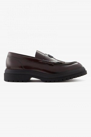 Oxblood Fred Perry Leather Loafer Men's Shoes | ZCAMJ99660