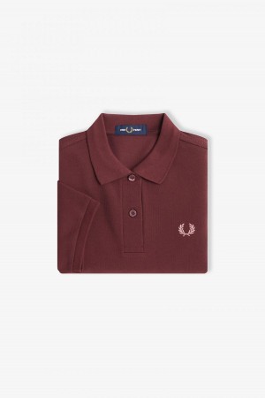 Oxblood / Dusty Rose Pink Fred Perry G6000 Women's Fred Perry Shirt | YCAGT10692