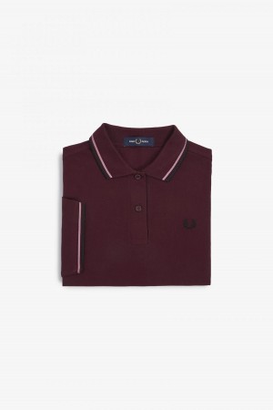 Oxblood / Dusty Rose Pink / Black Fred Perry G3600 Women's Fred Perry Shirt | BCASO11396