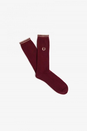 Oxblood / Shaded Stone Fred Perry Tipped Accessories Socks | CAZDE77182