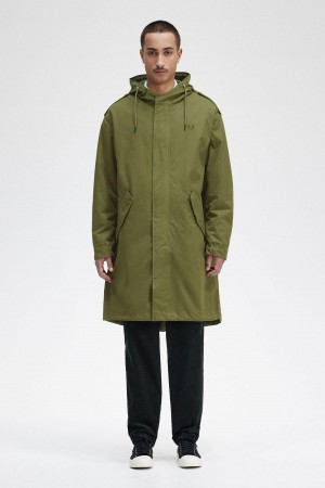 Parka Green Fred Perry Faux Fur Lined Parka Men's Coats | CAJBT14156