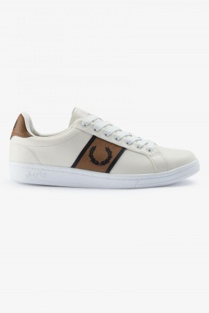 Porcelain / Black Fred Perry B721 Men's Shoes | CADFL80857