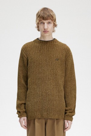 Shaded Stone Fred Perry Chenille Rib Jumper Men's Knitwear | CAZPD27953