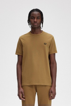 Shaded Stone Fred Perry Ringer Men's T Shirts | PCAQX86708