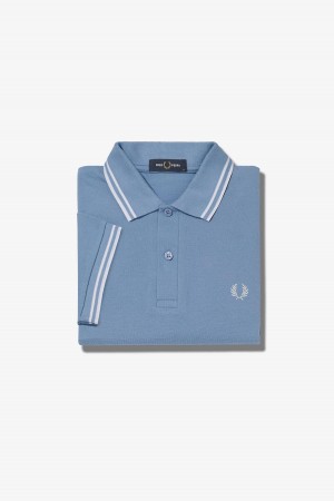 Sky Blue / Snow White / Snow White Fred Perry M3600 Men's Fred Perry Shirt | PCAER48412