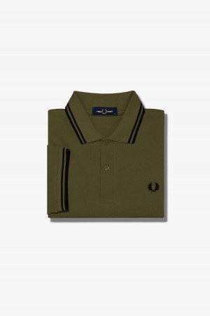 Uniform Green / Black / Black Fred Perry M3600 Men's Fred Perry Shirt | ACADF13334