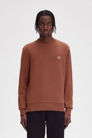 Whisky Brown Fred Perry Rave Graphic Men's Sweatshirts | PCAER39382