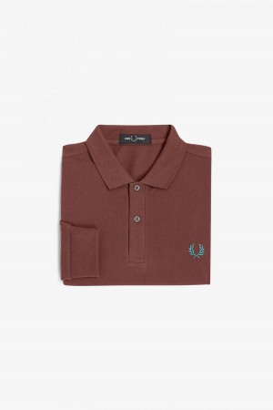 Whisky Brown / Deep Mint Fred Perry M6006 Men's Fred Perry Shirt | CADFL56587