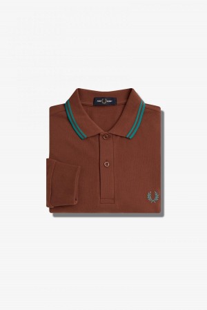 Whisky Brown / Deep Mint / Deep Mint Fred Perry M3636 Men's Fred Perry Shirt | PCAQX20916