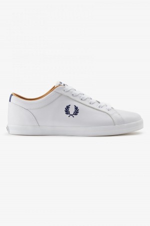 White Fred Perry Baseline Men's Shoes | CAEGJ43486