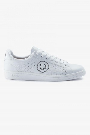 White / Black Fred Perry B721 Men's Shoes | MCAHR57815