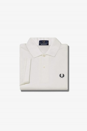 White / Navy Fred Perry M3 Men's Fred Perry Shirt | CACIF59515