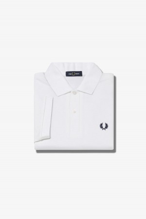 White / Navy Fred Perry M6000 Men's Fred Perry Shirt | DCAKV50004