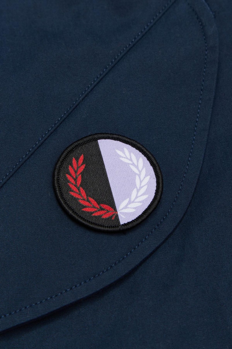 Basalt Navy Fred Perry Patch Detail Parka Men's Coats | CAZDE26745