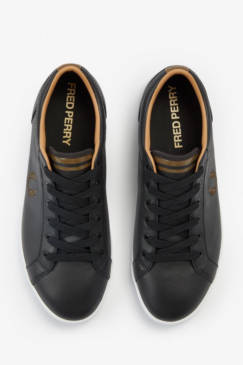 Black Fred Perry Baseline Men's Shoes | ECAHC76836