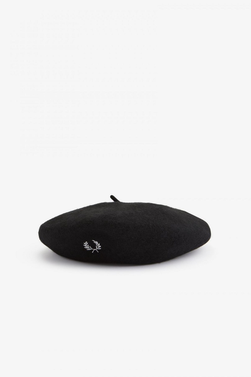 Black Fred Perry Beret Accessories Hat | CANEJ62343