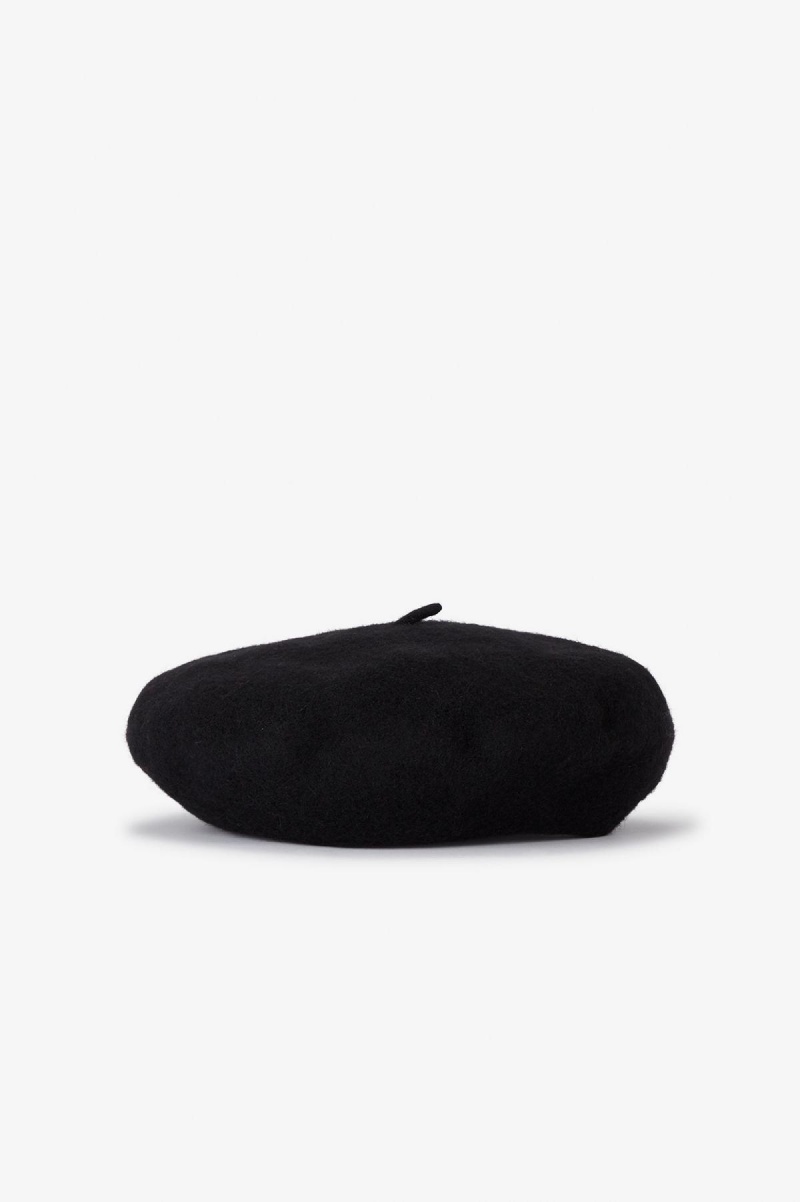 Black Fred Perry Beret Accessories Hat | CANEJ62343