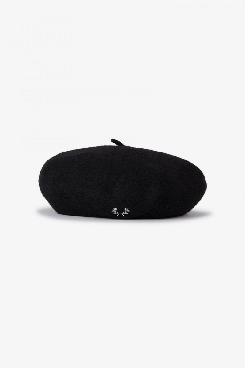 Black Fred Perry Beret Accessories Hat | CANEJ62343