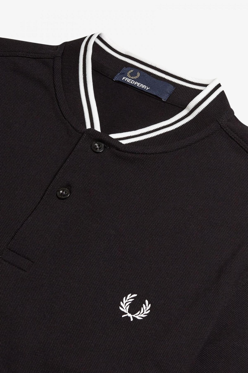 Black Fred Perry Bomber Collar Polo Shirt Men's Polo Shirts | MCAFT74890