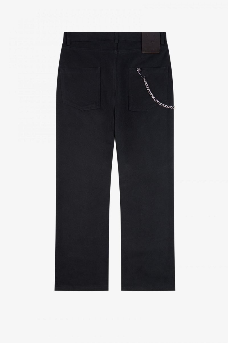 Black Fred Perry Brushed Denim Trousers Men's Trousers | XCAGW97709