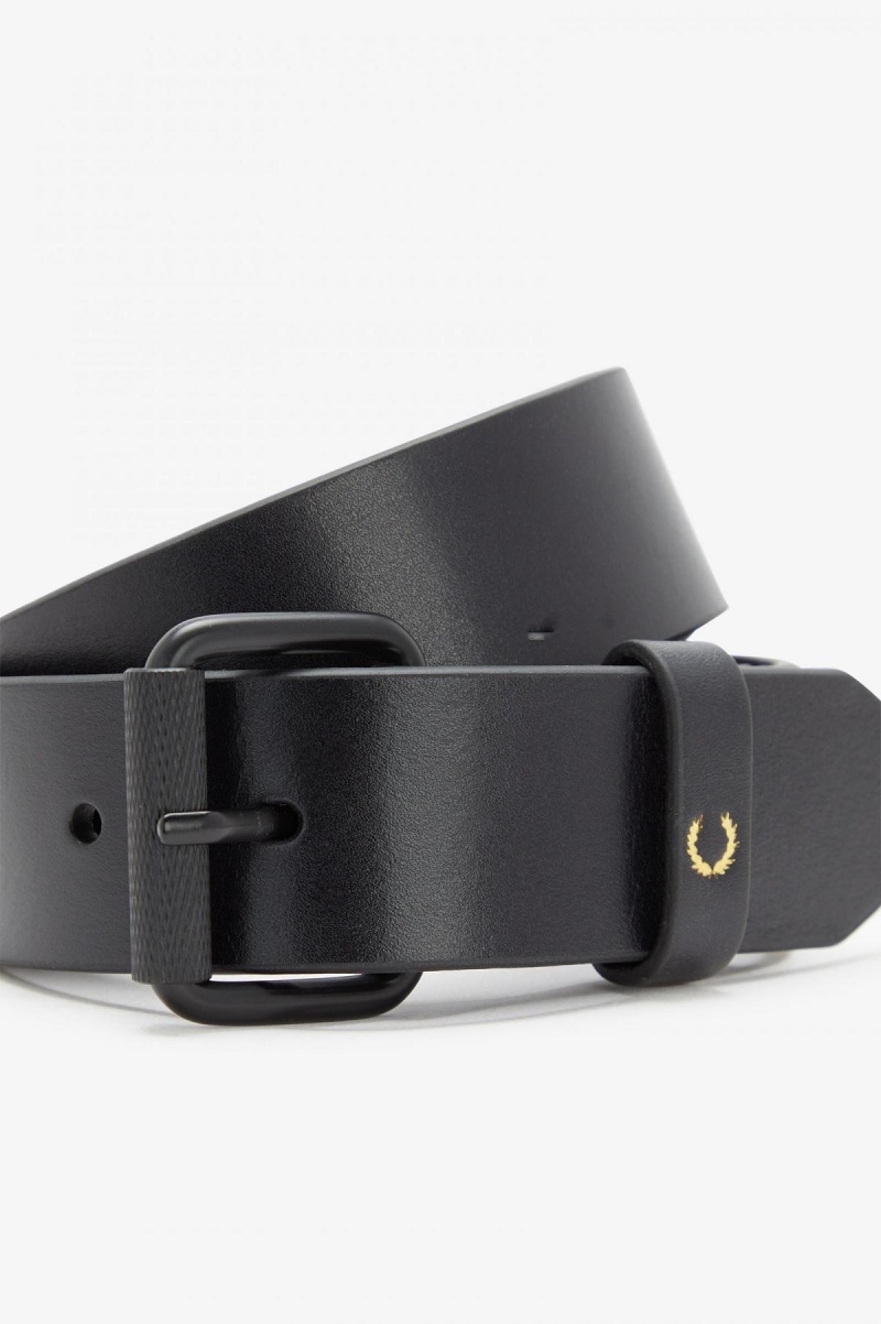 Black Fred Perry Burnished Leather Accessories Belt | SCANY86849