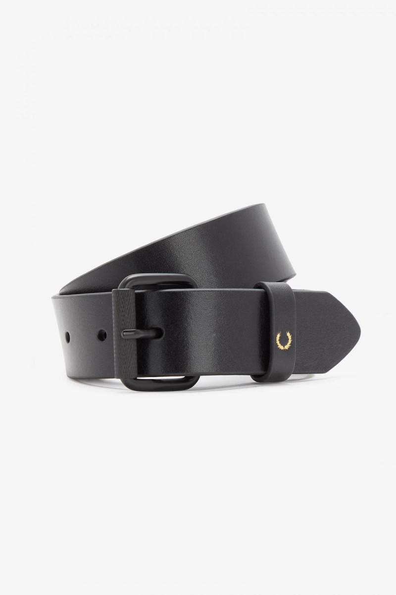 Black Fred Perry Burnished Leather Accessories Belt | SCANY86849