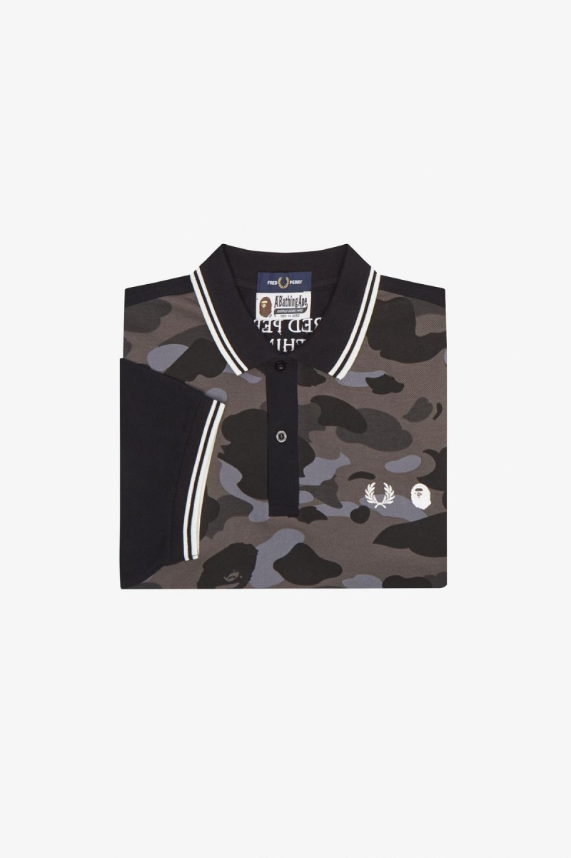 Black Fred Perry Camouflage Fred Perry Shirt Men's Polo Shirts | CAQAV63423