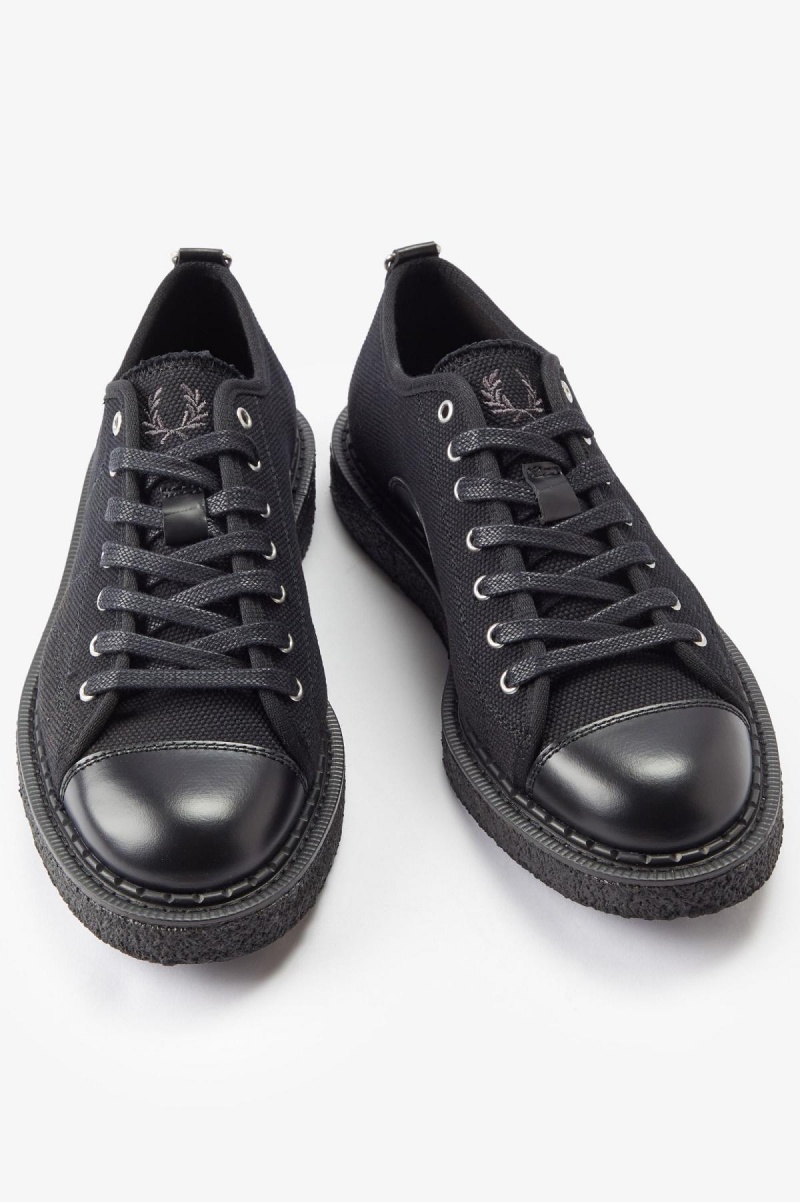 Black Fred Perry Canvas Monkey Men's Shoes | CAQAV17175