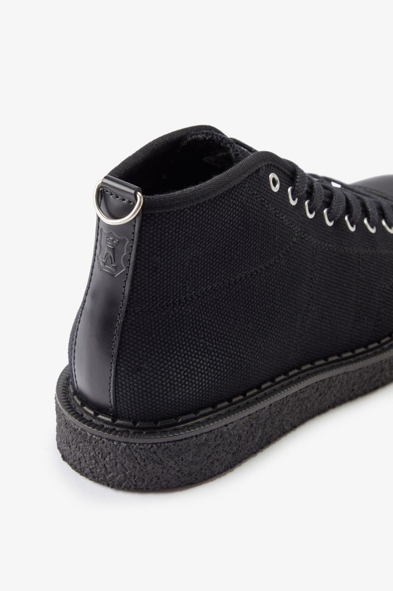 Black Fred Perry Canvas Monkey Men's Shoes | CACVG12956