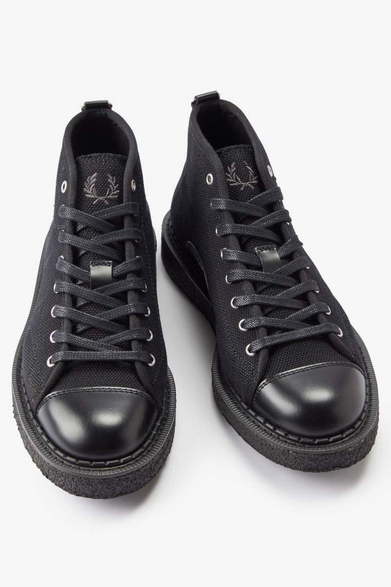 Black Fred Perry Canvas Monkey Men's Shoes | CACVG12956