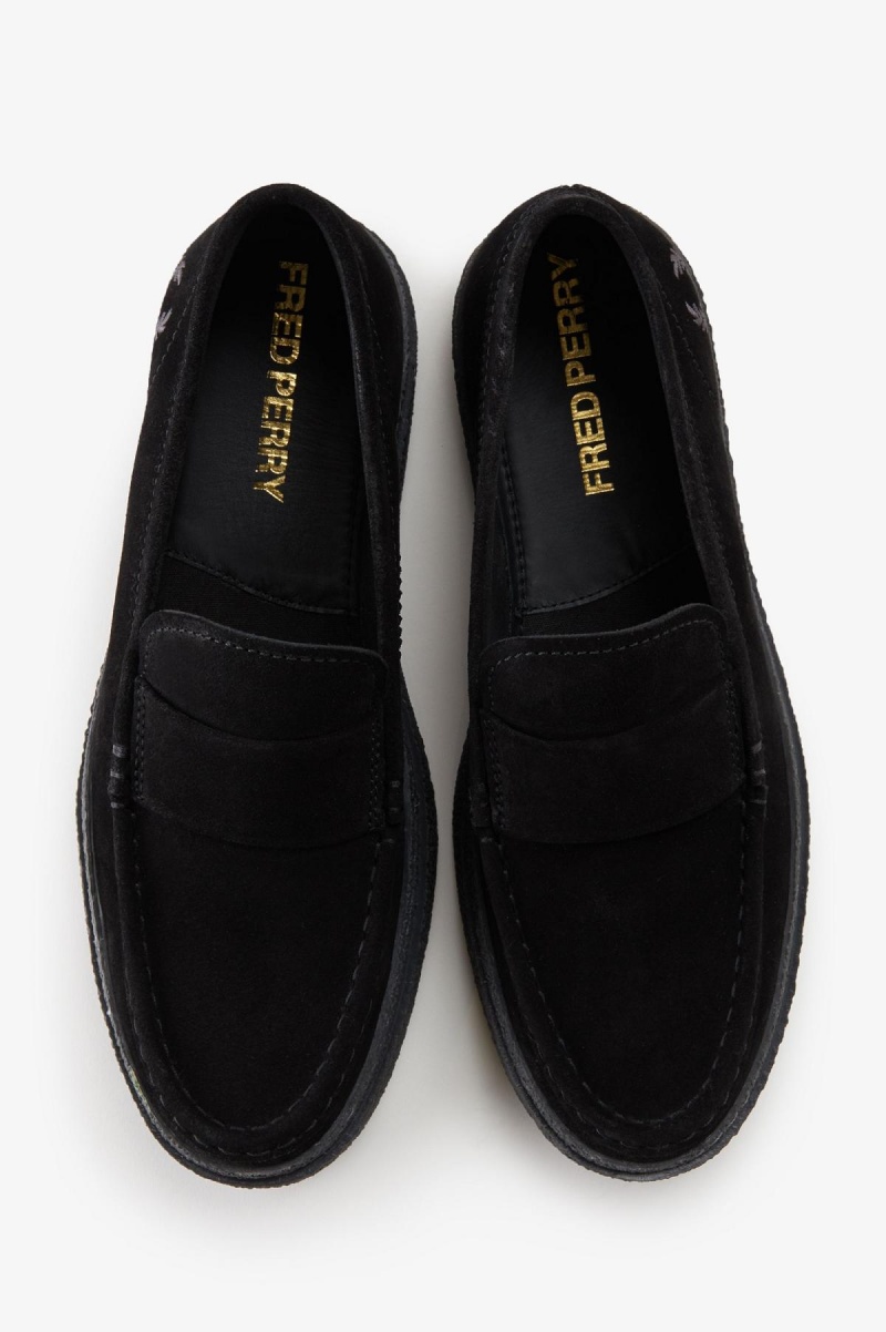 Black Fred Perry Dawson Loafer Men's Shoes | CAXBR86851