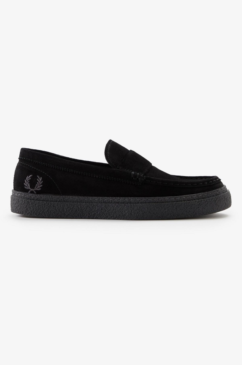 Black Fred Perry Dawson Loafer Men\'s Shoes | CAXBR86851