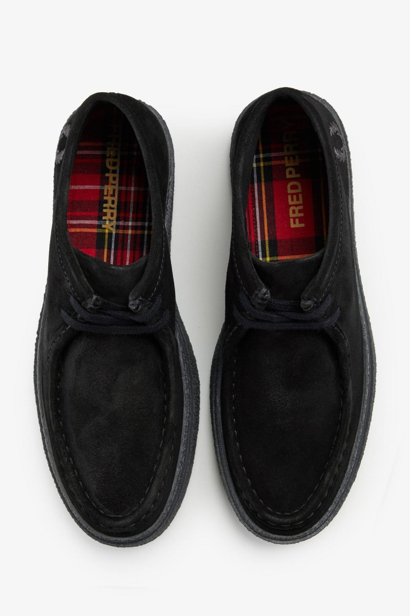 Black Fred Perry Dawson Mid Men's Shoes | CAZDE90545