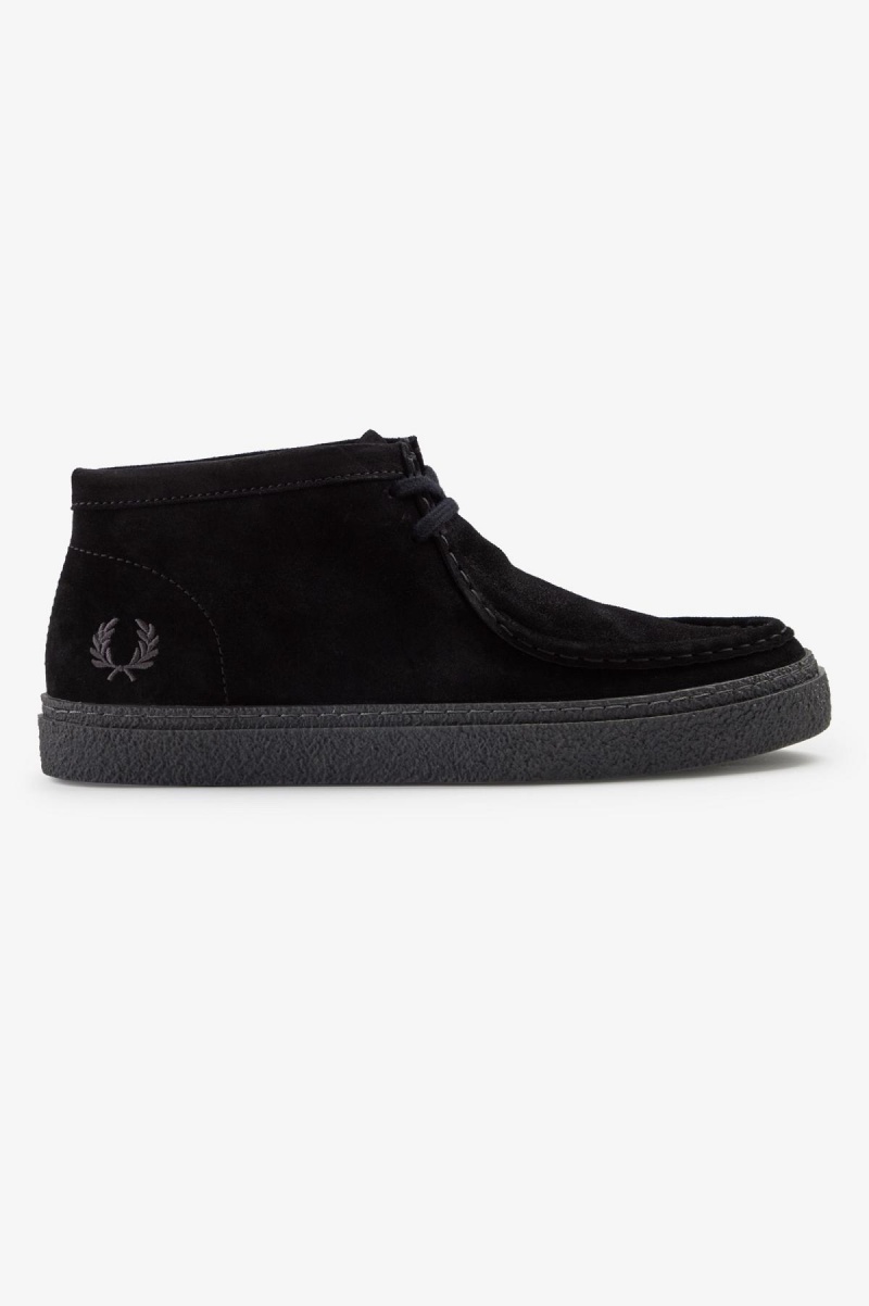 Black Fred Perry Dawson Mid Men\'s Shoes | CAZDE90545