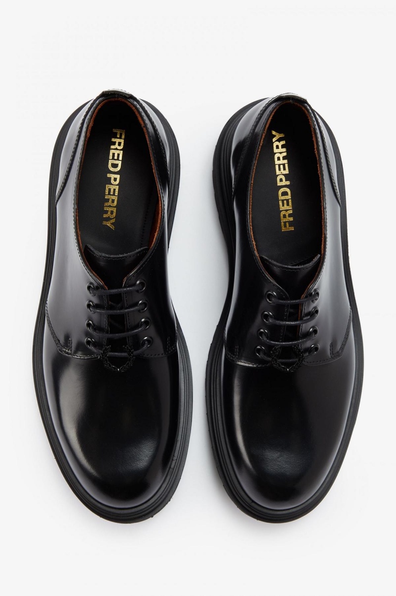 Black Fred Perry Derby Men's Shoes | CAEGJ52299