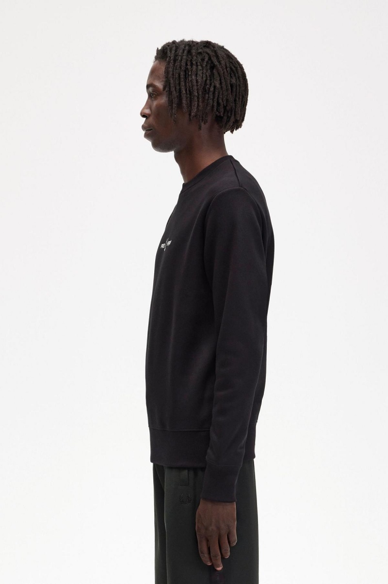 Black Fred Perry Embroidered Men's Sweatshirts | CAIIZ46430