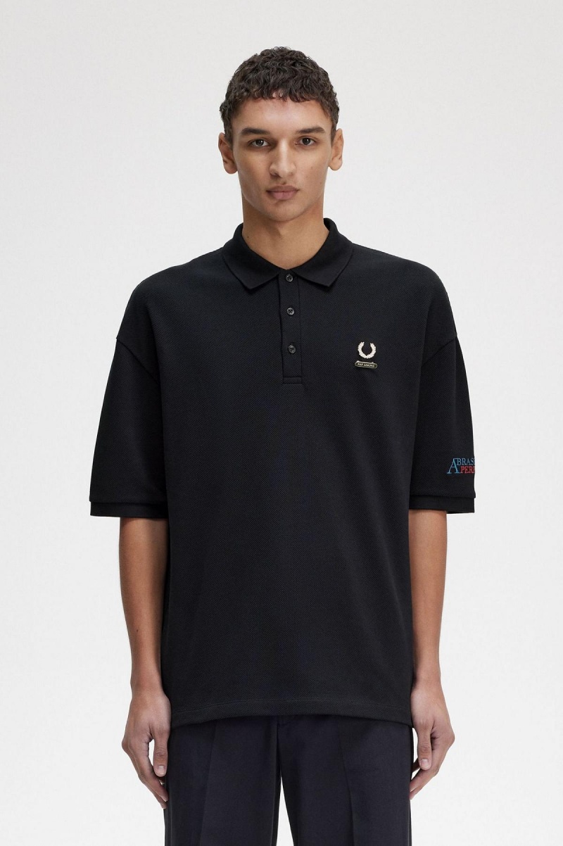 Black Fred Perry Embroidered Polo Shirt Men\'s Polo Shirts | ZCANQ78331