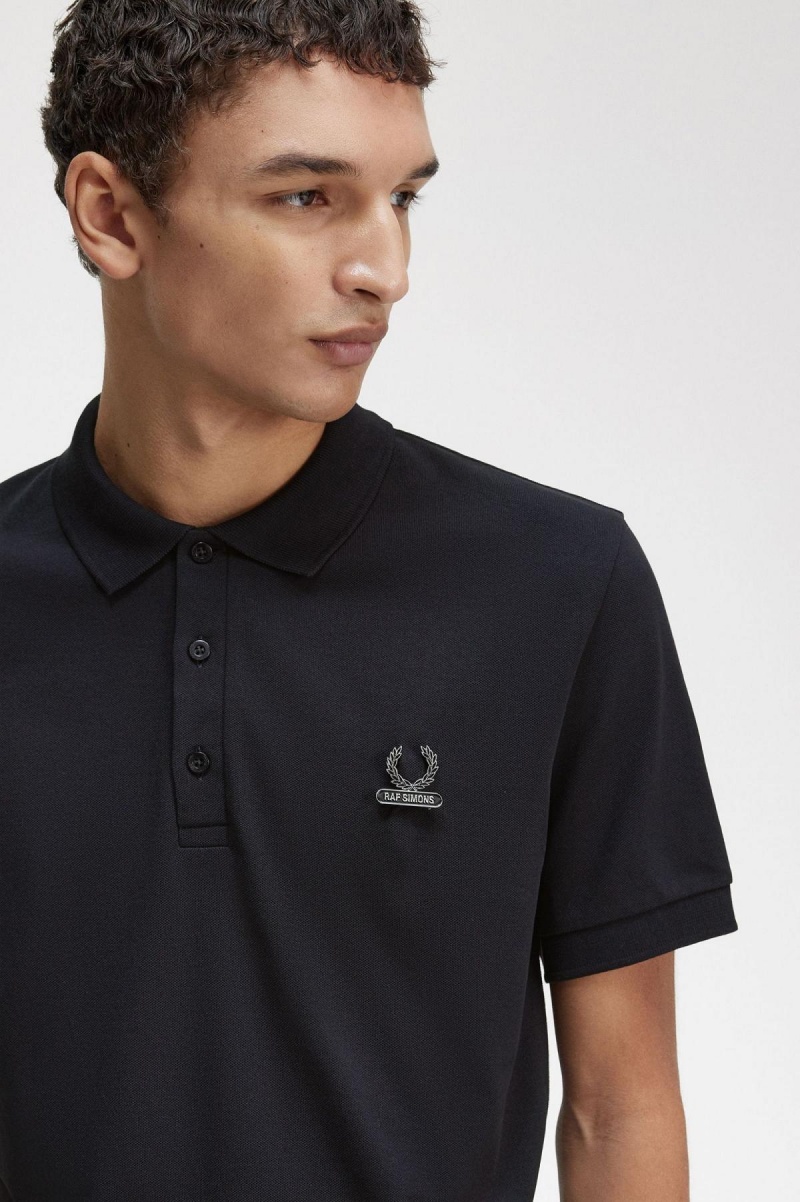 Black Fred Perry Enamel Pin Polo Shirt Men's Polo Shirts | XCAGW51368