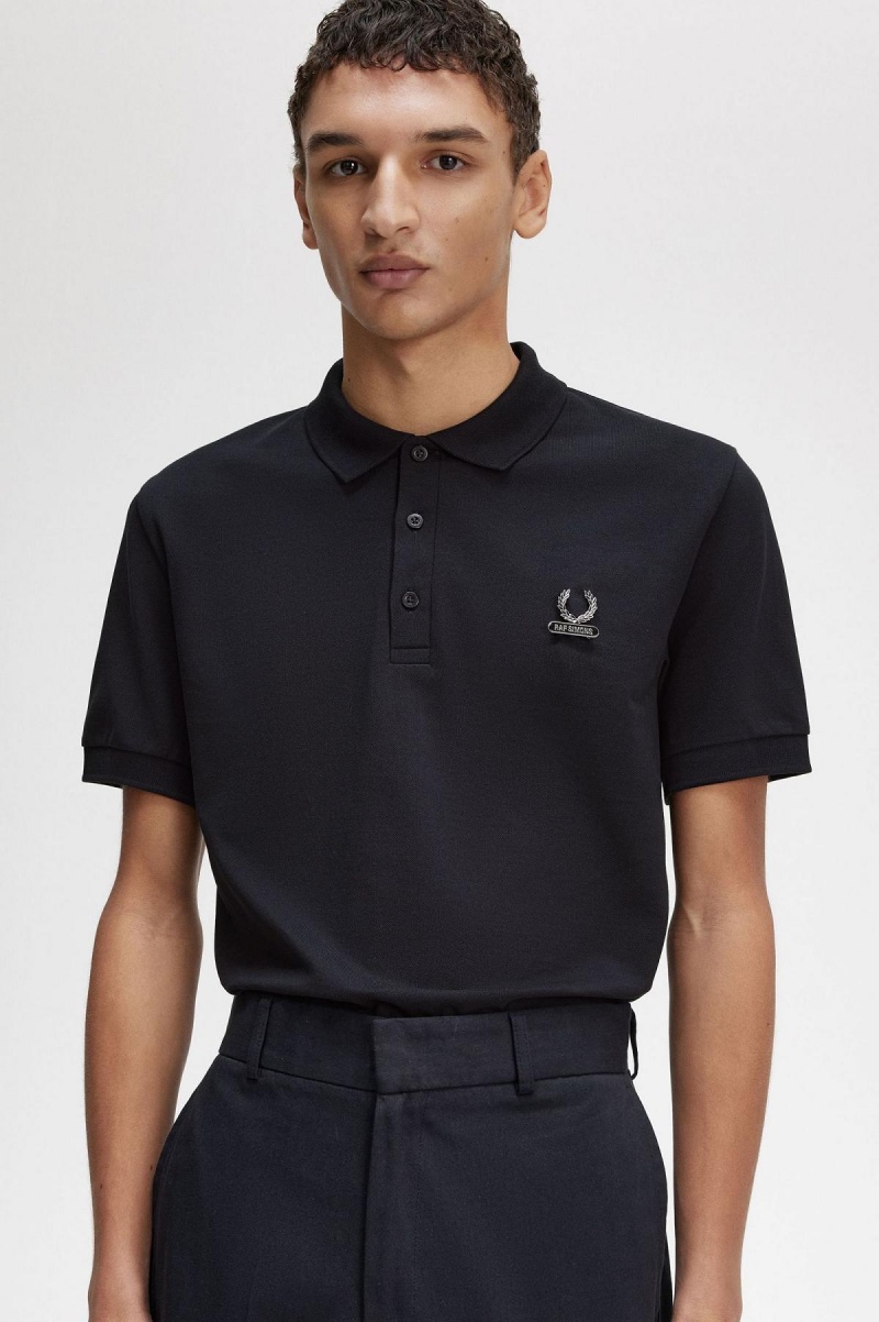 Black Fred Perry Enamel Pin Polo Shirt Men's Polo Shirts | XCAGW51368