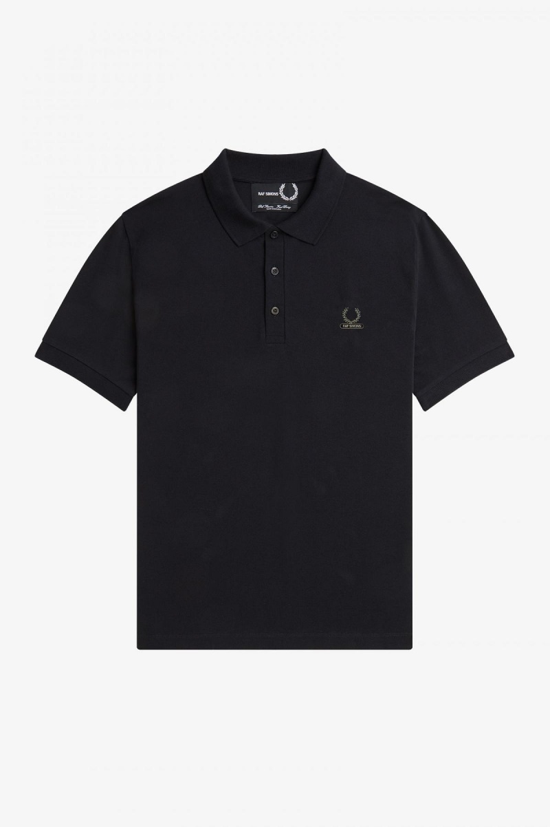 Black Fred Perry Enamel Pin Polo Shirt Men's Polo Shirts | XCAGW51368