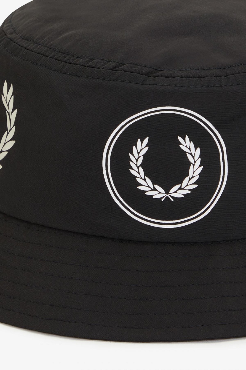 Black Fred Perry Graphic Branding Bucket Accessories Hat | PCAER45168