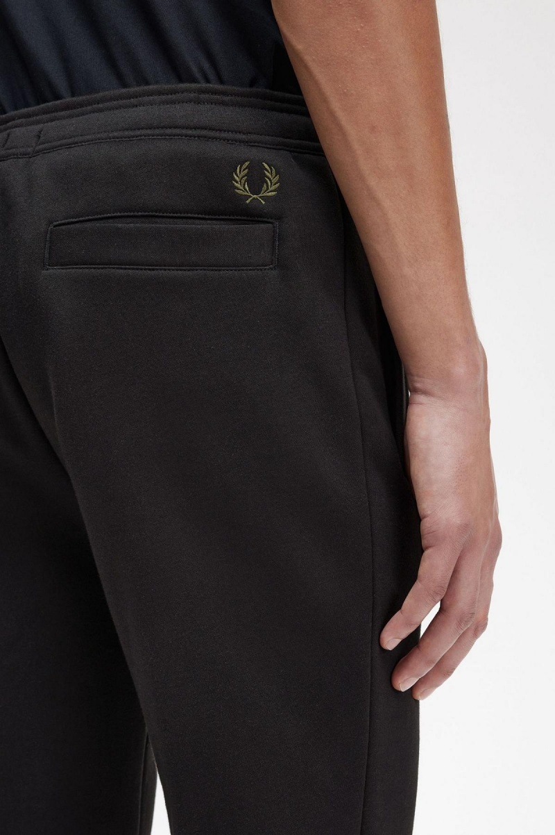 Black Fred Perry Graphic Branding Sweatpants Men's Trousers | XCABH93308