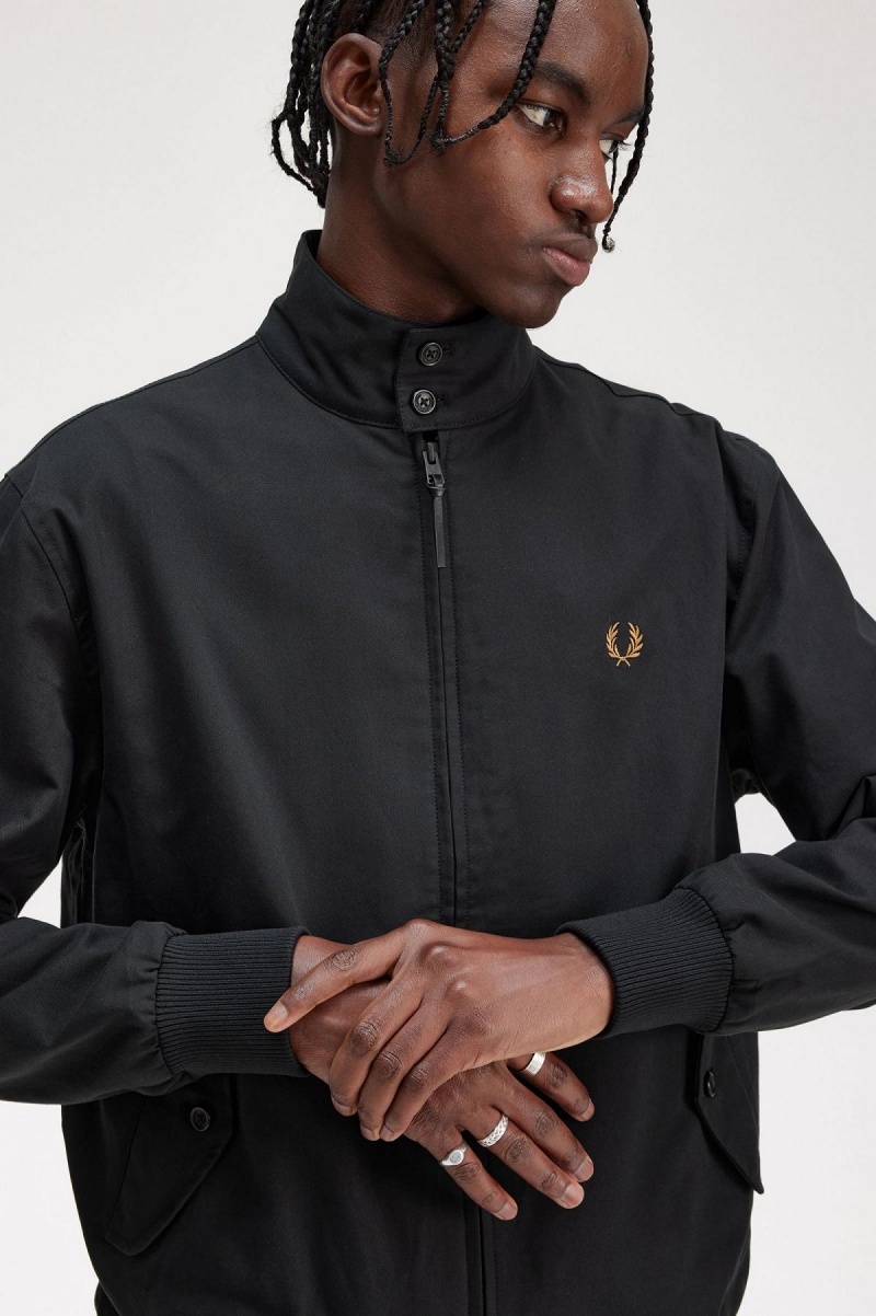 Black Fred Perry Harrington Men's Coats | UCAND36411