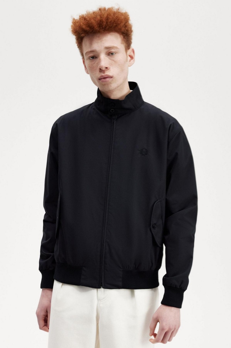 Black Fred Perry Harrington Men's Coats | CAXMI16691