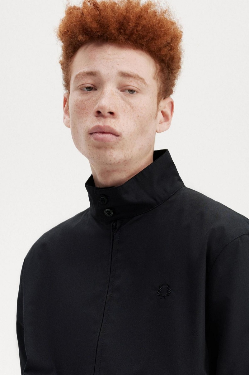 Black Fred Perry Harrington Men's Coats | CAXMI16691