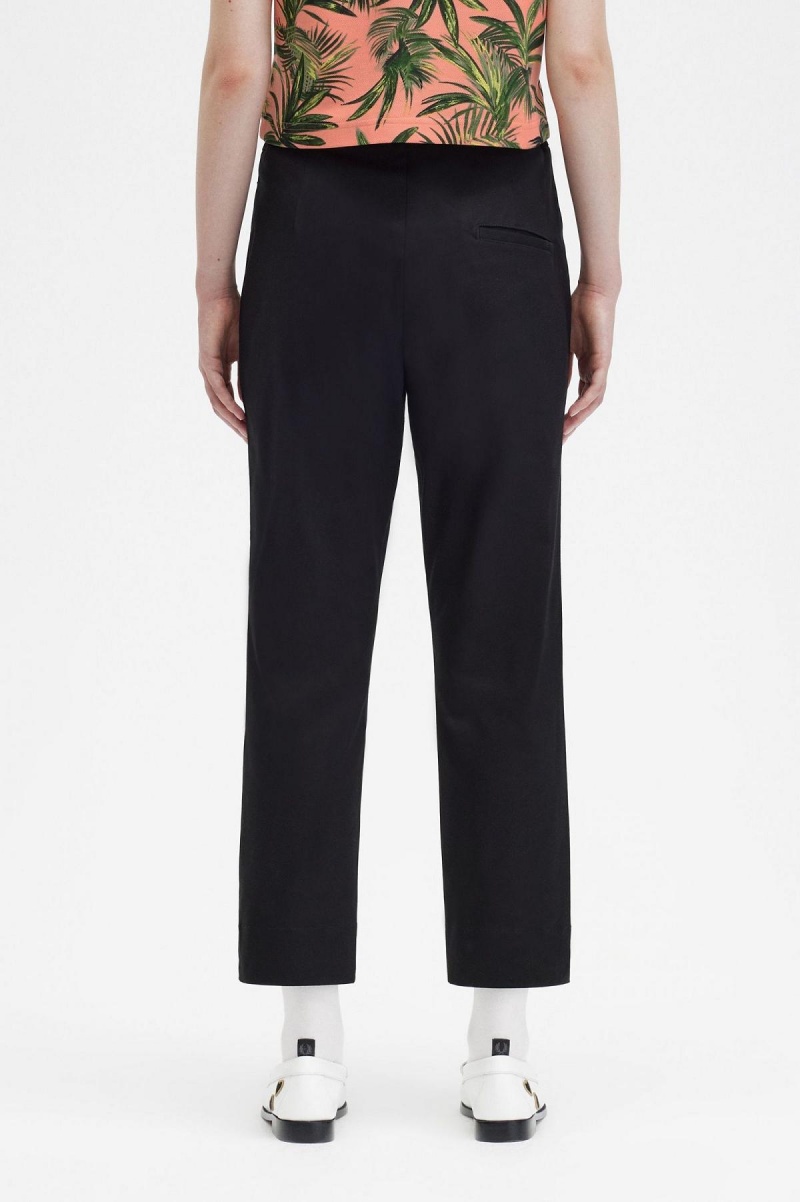 Black Fred Perry High Waist Women's Trousers | QCAUV37861