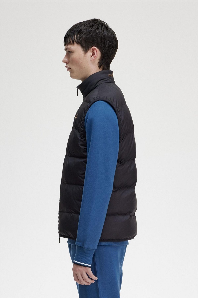 Black Fred Perry Insulated Gilet Men's Coats | CAXMI59198