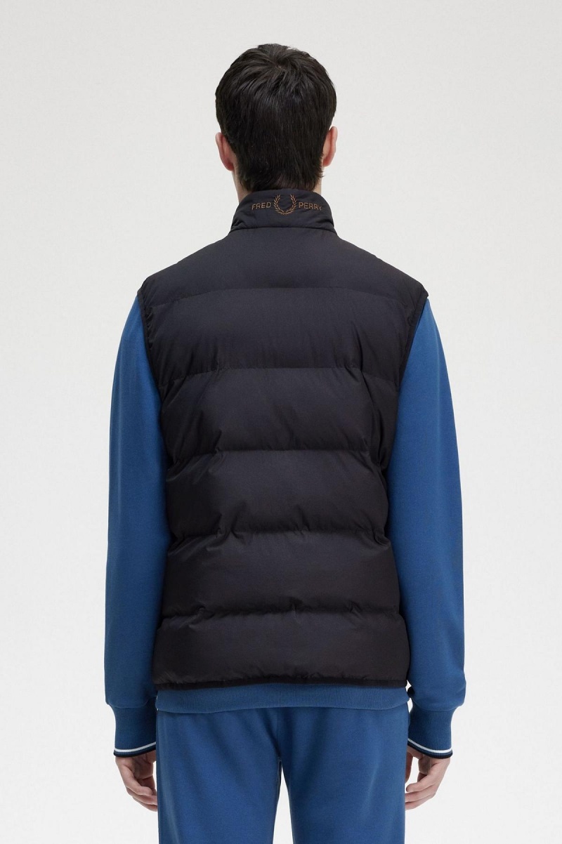 Black Fred Perry Insulated Gilet Men's Coats | CAXMI59198